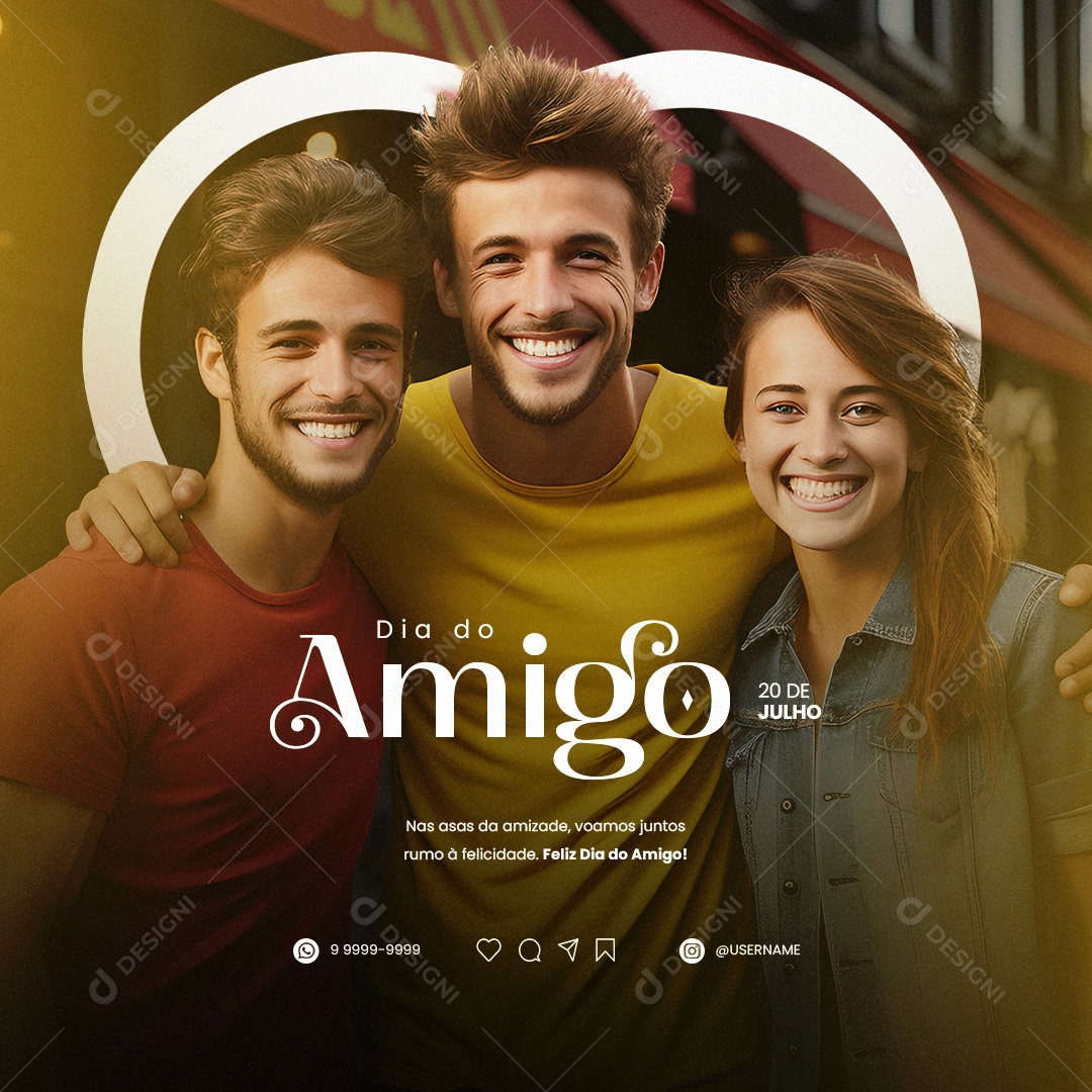 Dia Do Amigo Voamos Juntos Rumo À Felicidade Social Media PSD Editável