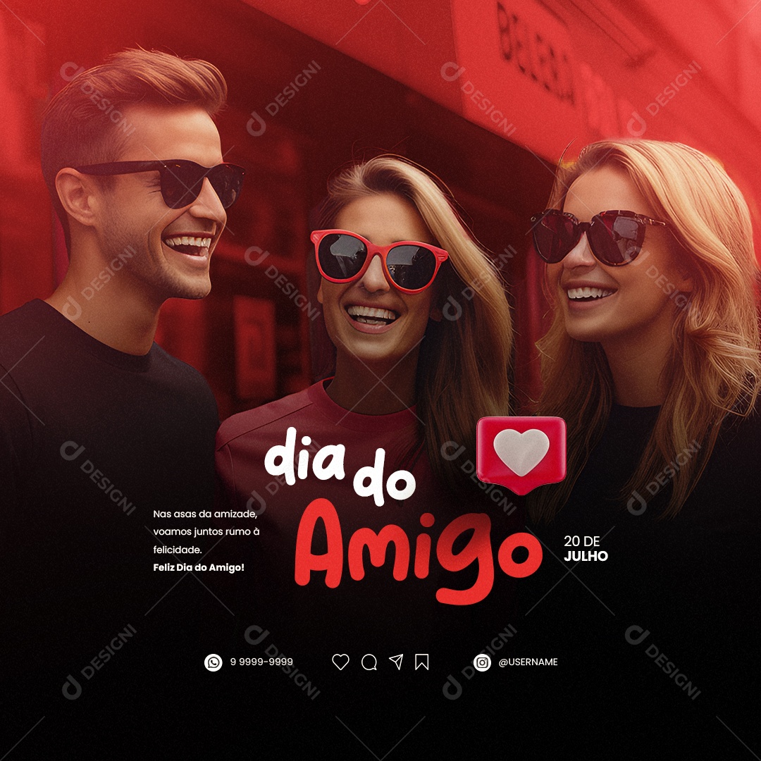 Dia Do Amigo Nas Asas Da Amizade 20 De Julho Social Media PSD Editável