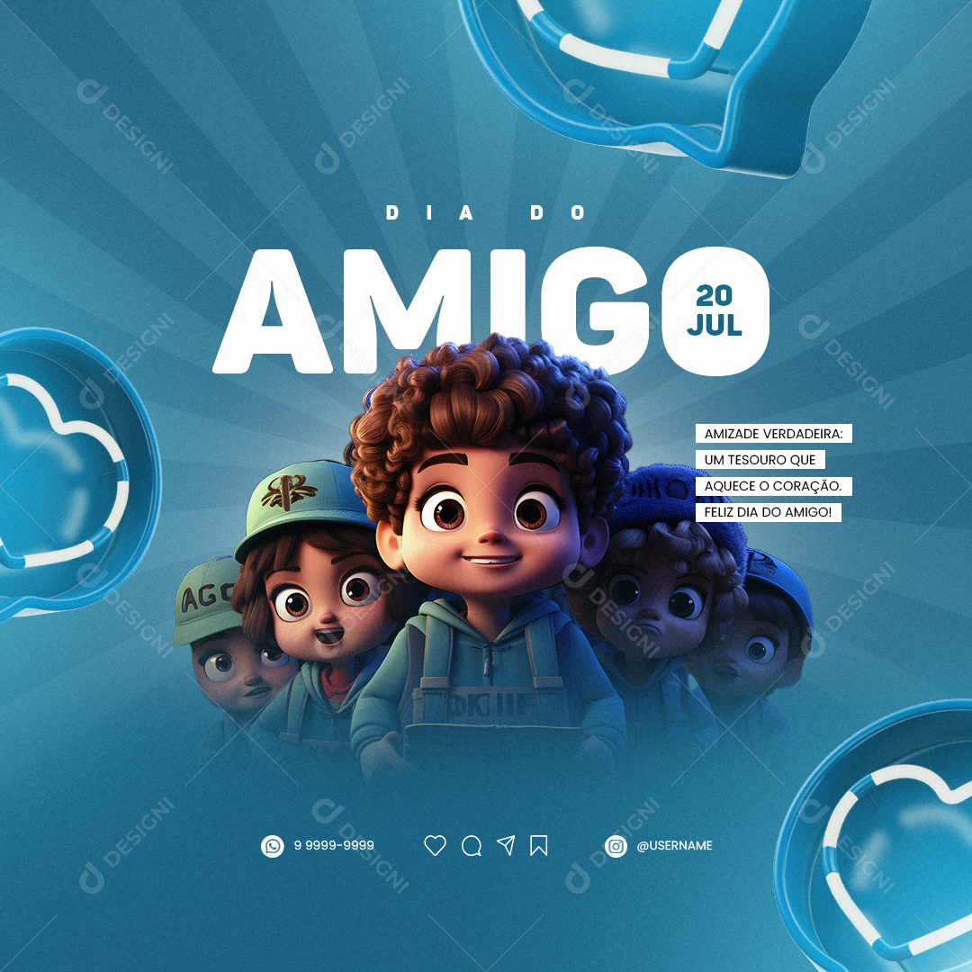 Dia Do Amigo Amizade Verdadeira Social Media PSD Editável