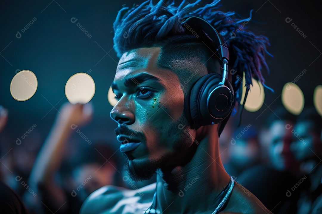 Imagem realista de pessoa Dj sobre uma festa