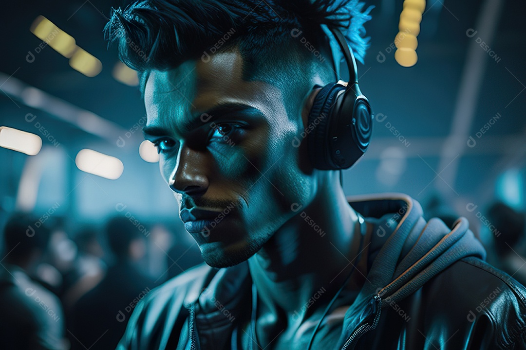 Imagem realista de pessoa Dj sobre uma festa