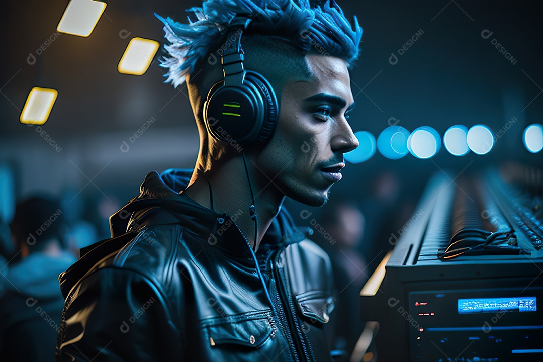 Imagem realista de pessoa Dj sobre uma festa