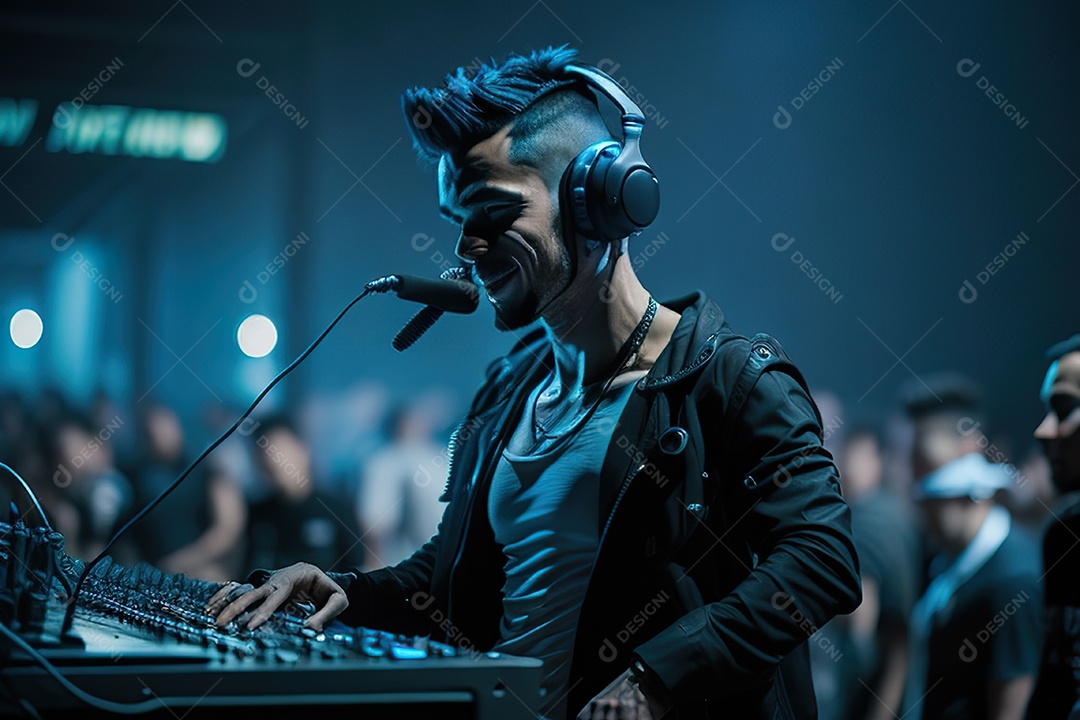 Imagem realista de pessoa Dj sobre uma festa