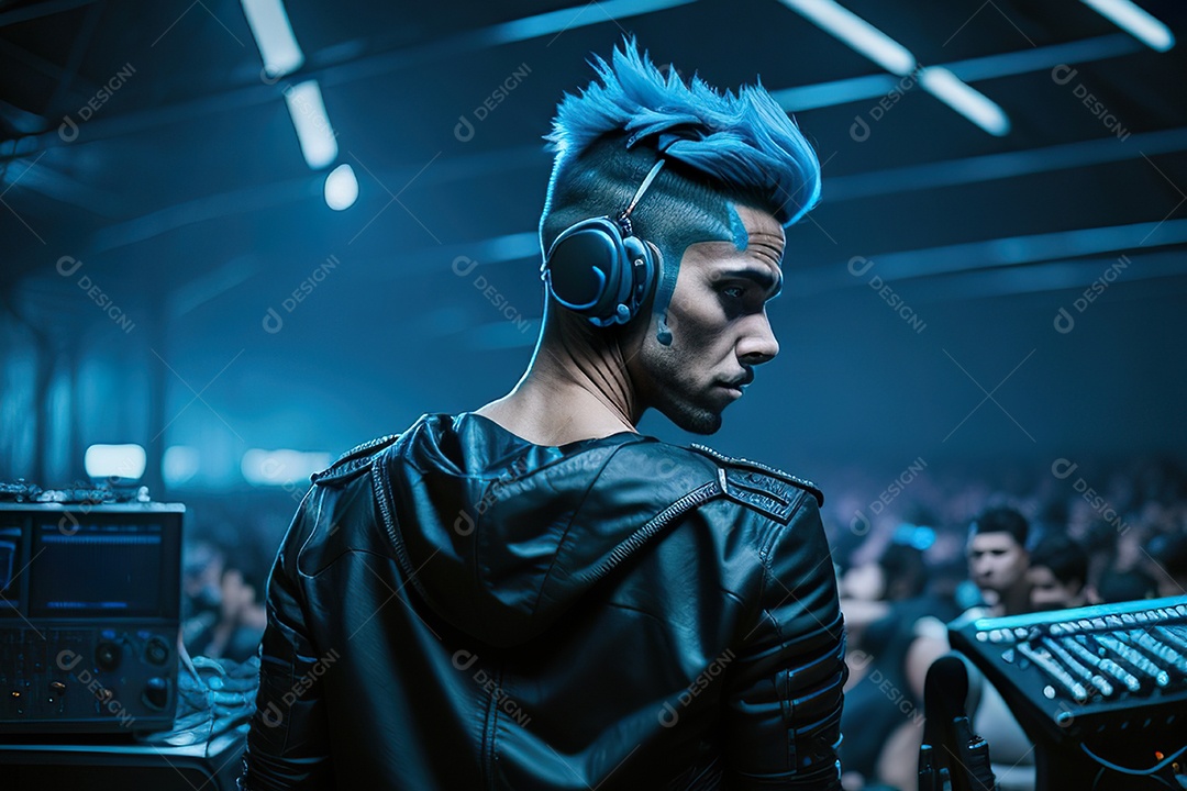 Imagem realista de pessoa Dj sobre uma festa