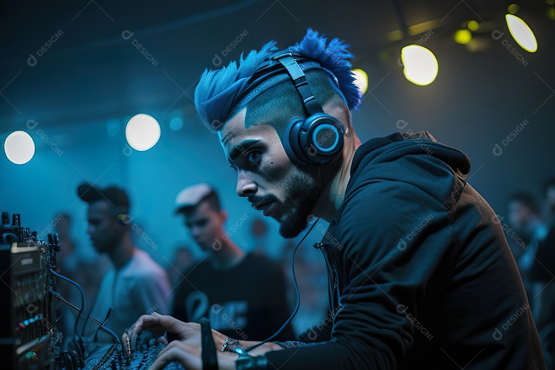Imagem realista de pessoa Dj sobre uma festa