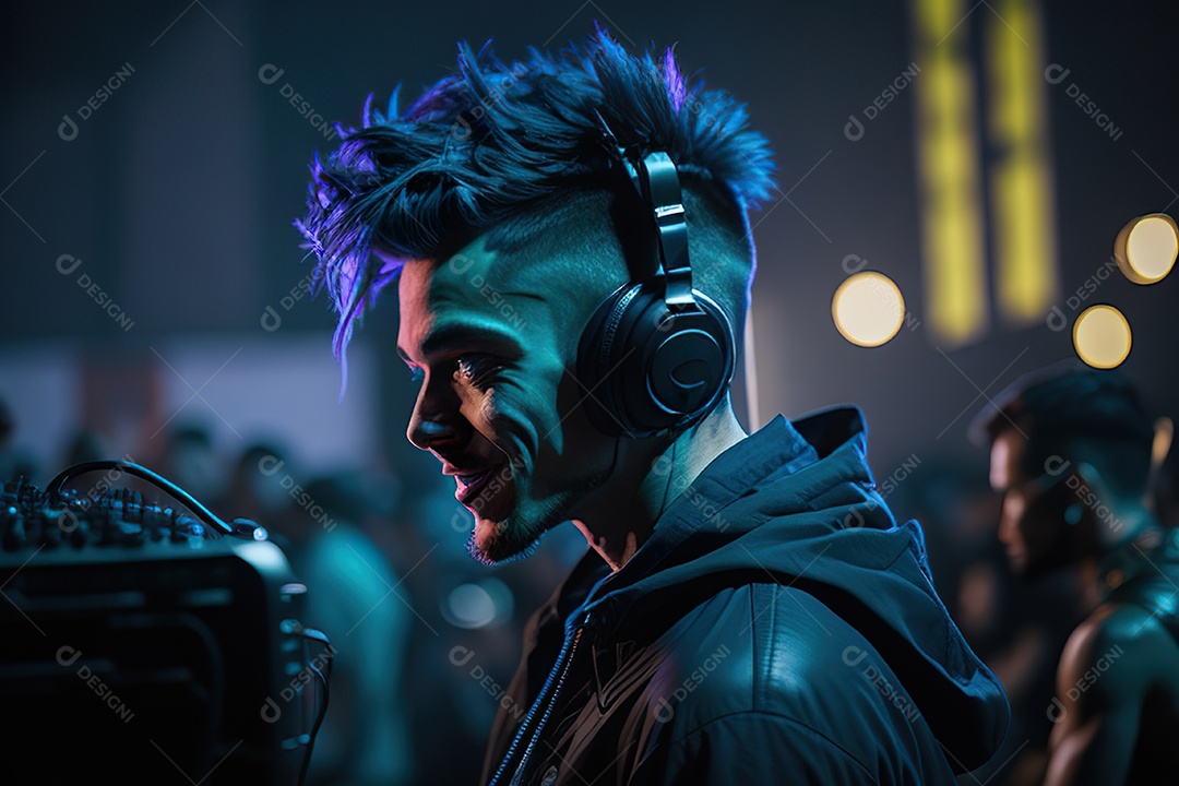Imagem realista de pessoa Dj sobre uma festa