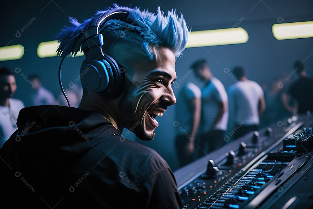 Imagem realista de pessoa Dj sobre uma festa