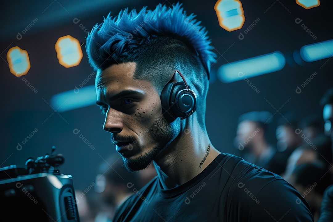 Imagem realista de pessoa Dj sobre uma festa