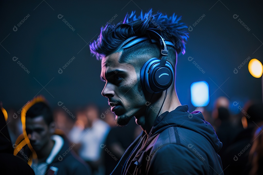 Imagem realista de pessoa Dj sobre uma festa