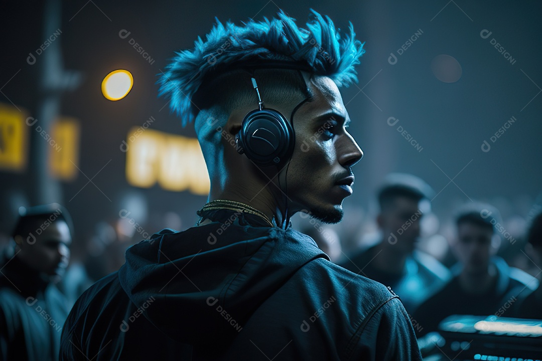 Imagem realista de pessoa Dj sobre uma festa