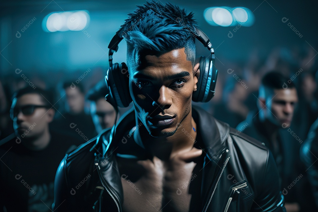 Imagem realista de pessoa Dj sobre uma festa