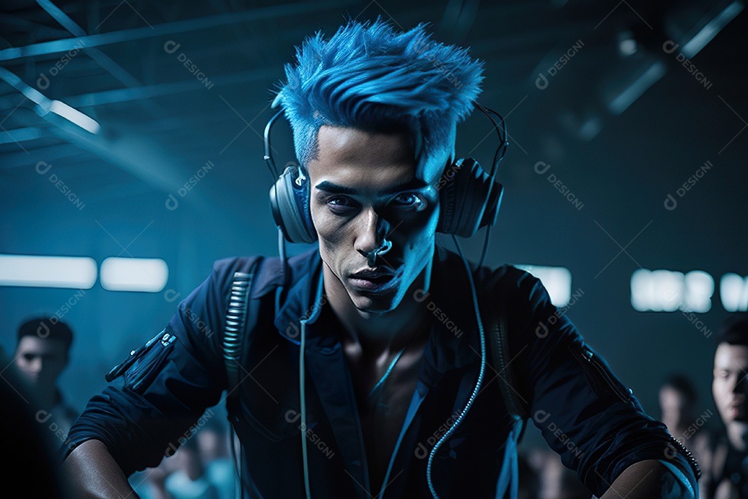 Imagem realista de pessoa Dj sobre uma festa