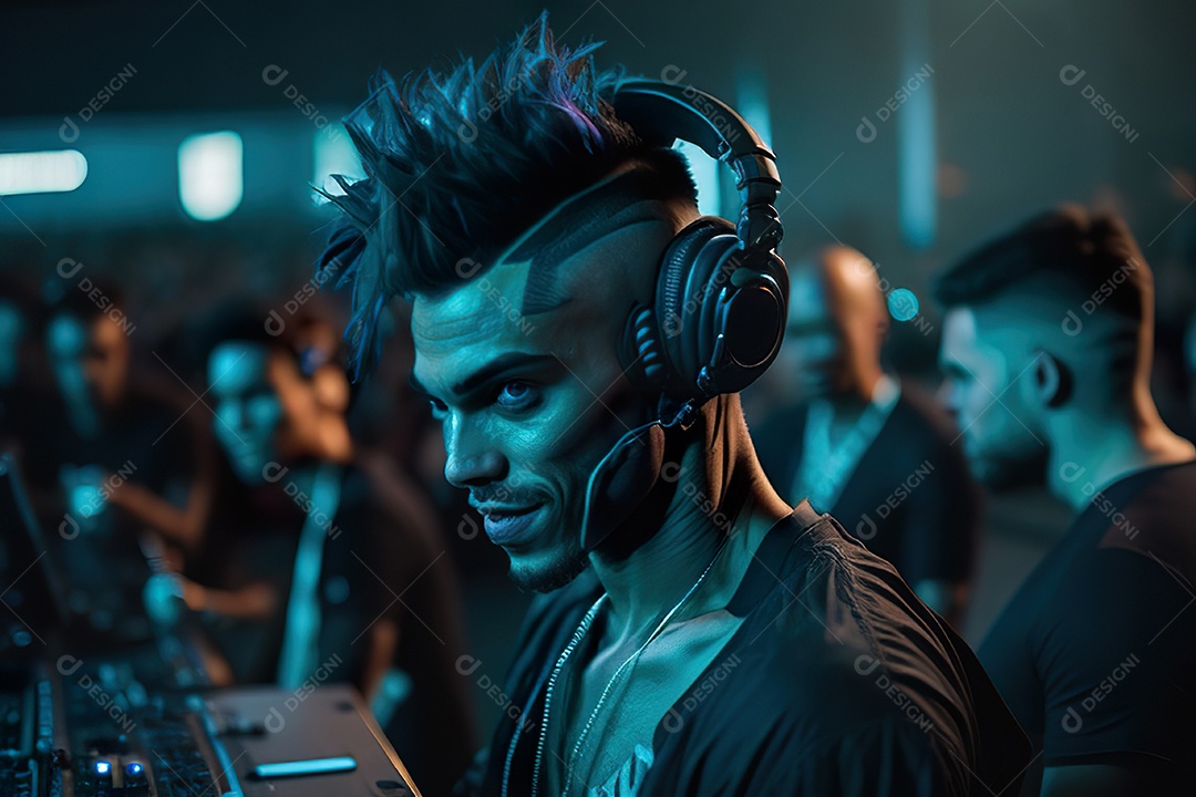 Imagem realista de pessoa Dj sobre uma festa