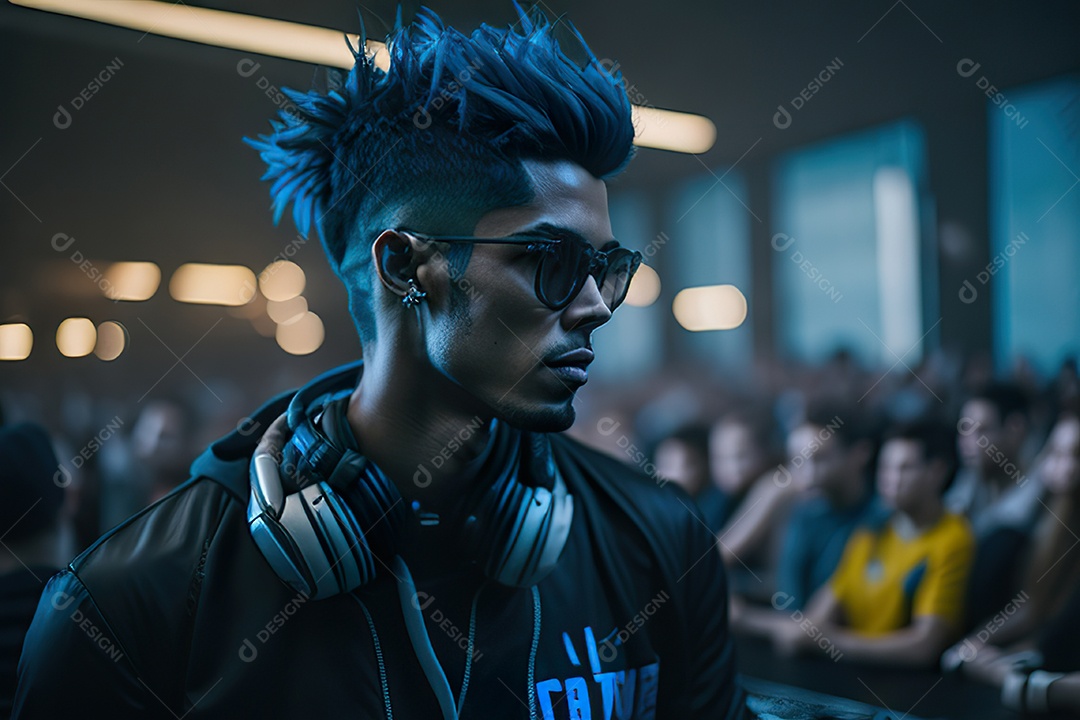 Imagem realista de pessoa Dj sobre uma festa