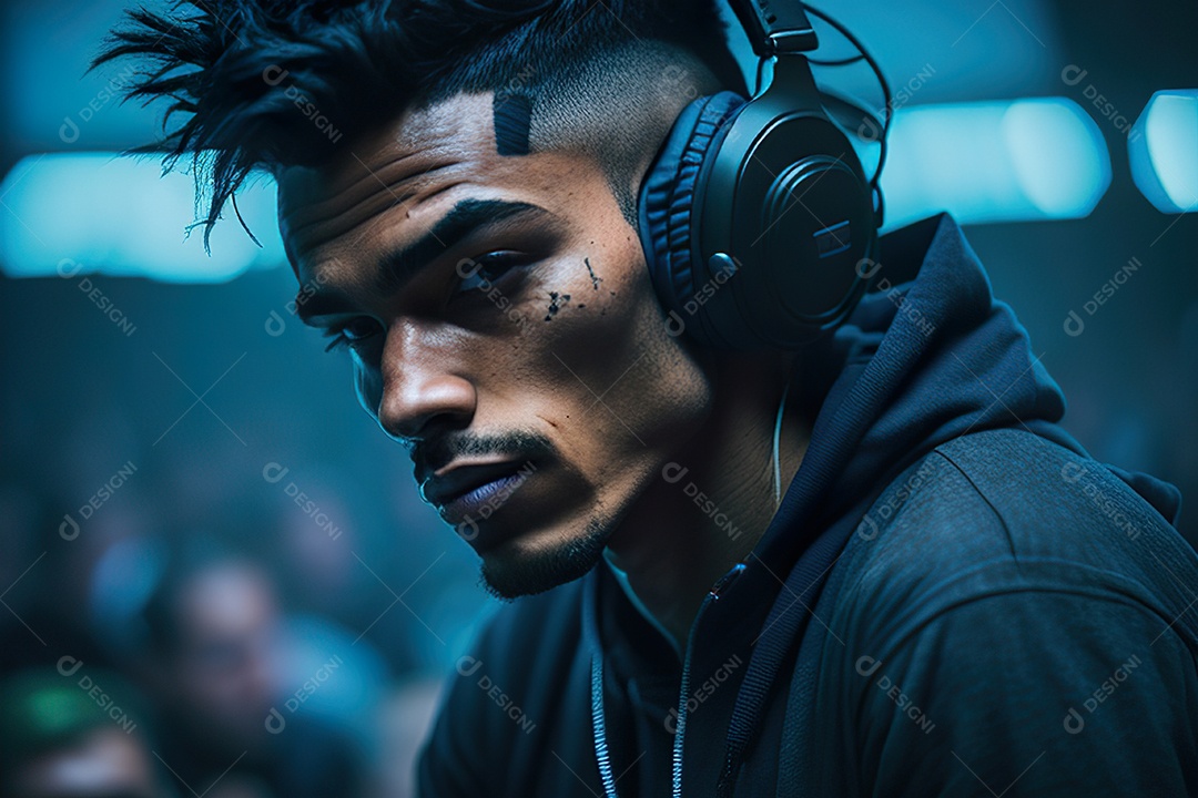 Imagem realista de pessoa Dj sobre uma festa