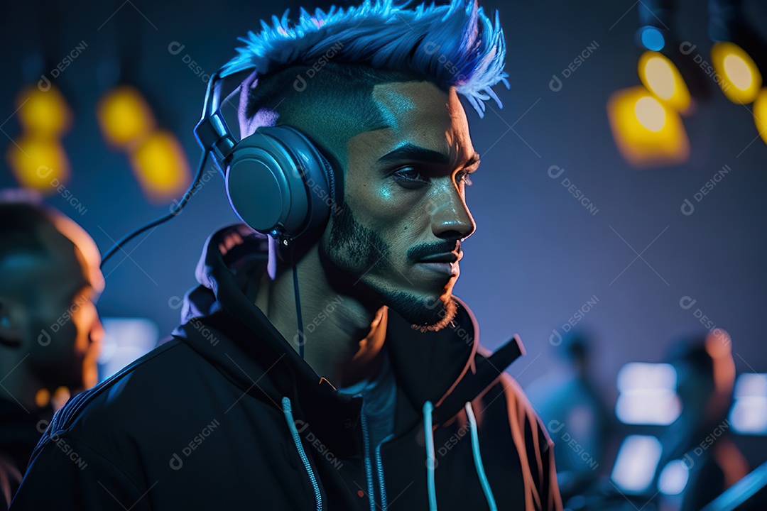 Imagem realista de pessoa Dj sobre uma festa