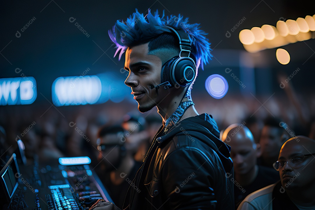 Imagem realista de pessoa Dj sobre uma festa