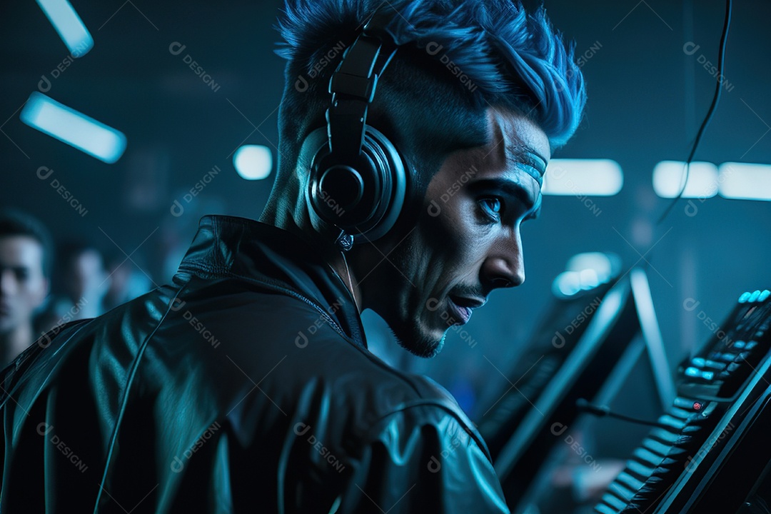 Imagem realista de pessoa Dj sobre uma festa