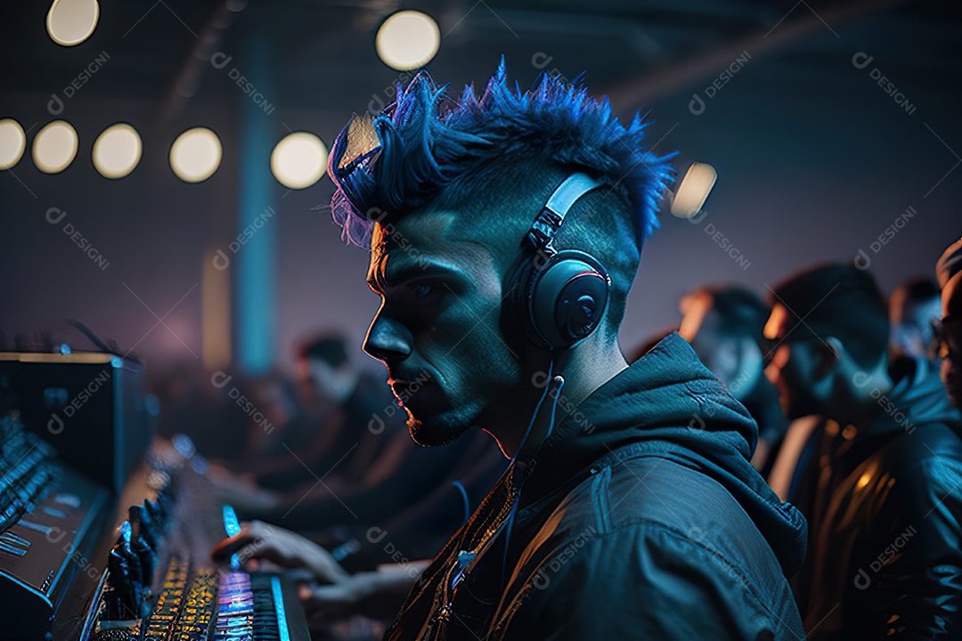 Imagem realista de pessoa Dj sobre uma festa