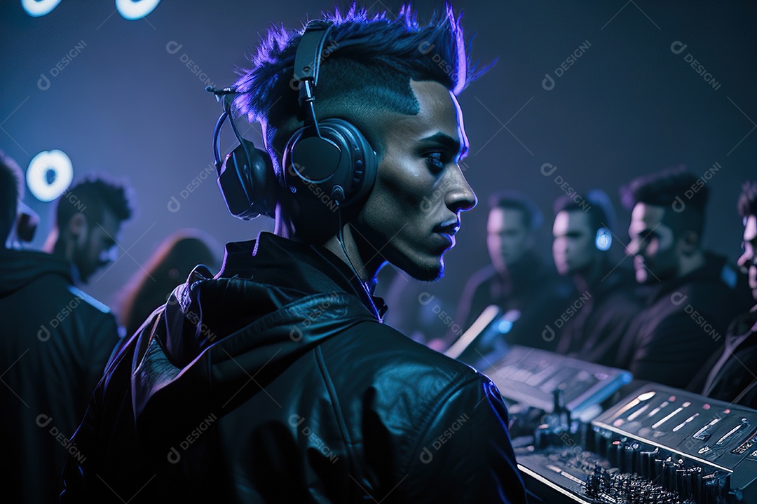 Imagem realista de pessoa Dj sobre uma festa