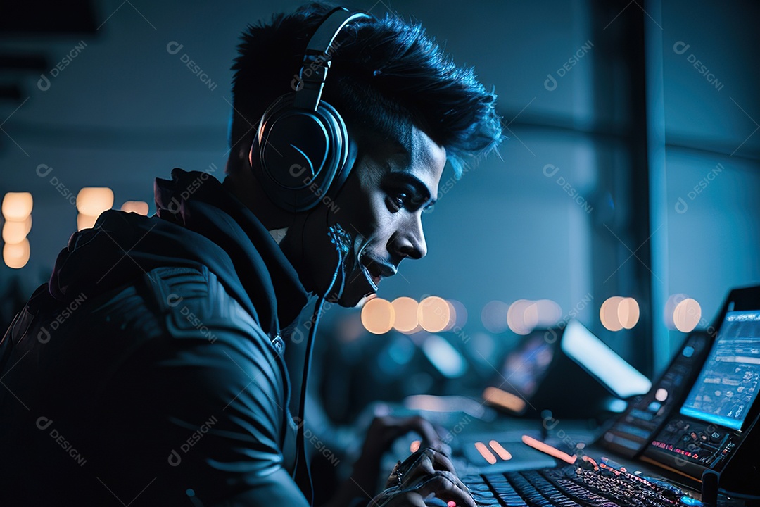 Imagem realista de pessoa Dj sobre uma festa