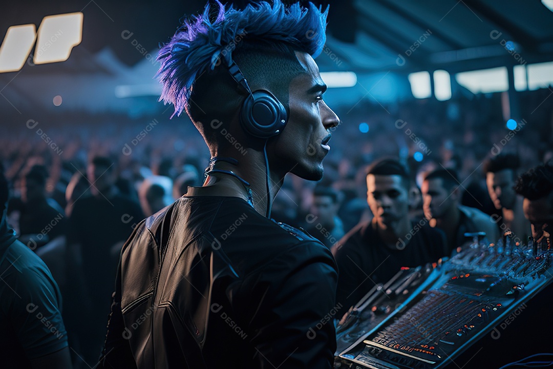 Imagem realista de pessoa Dj sobre uma festa
