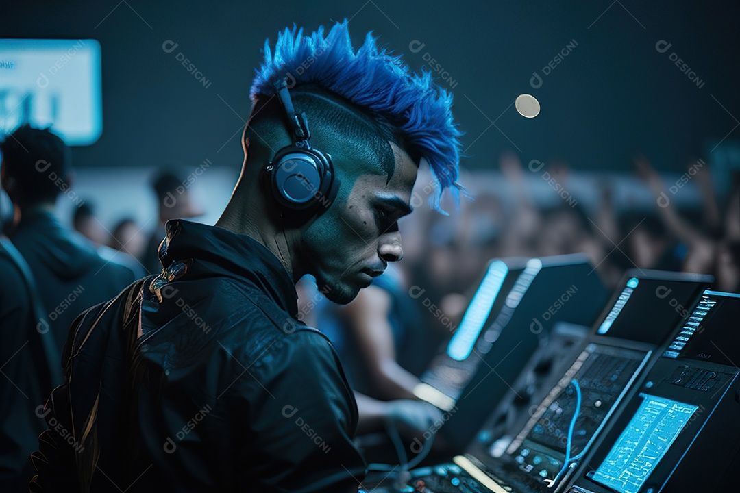 Imagem realista de pessoa Dj sobre uma festa