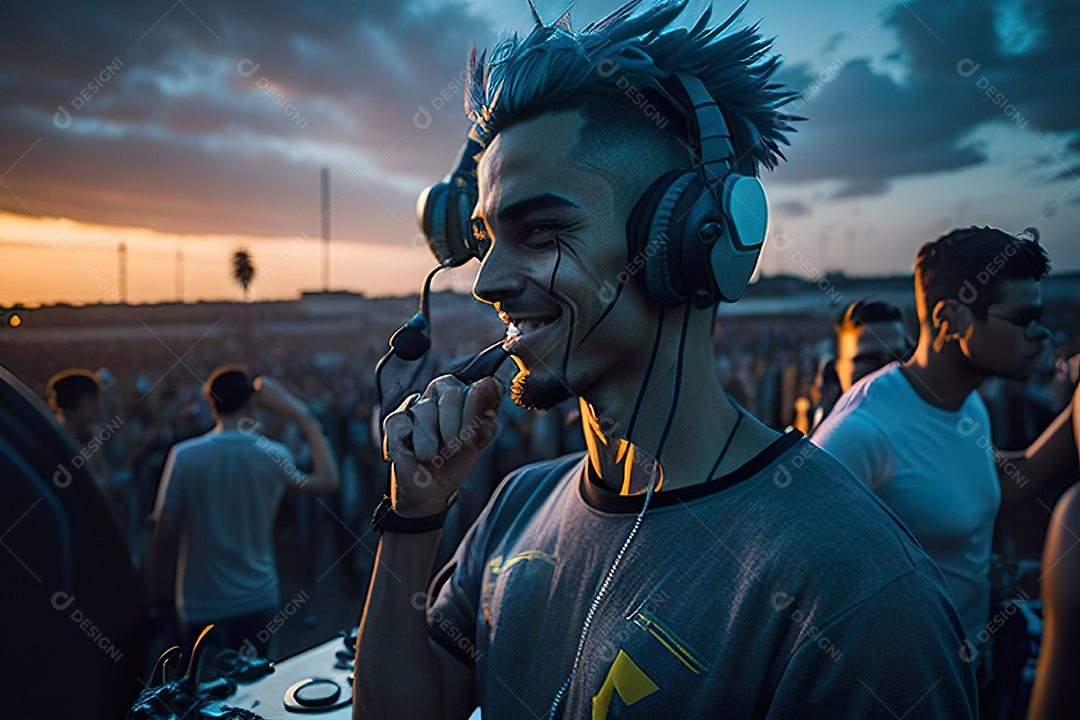Imagem realista de pessoa Dj sobre uma festa