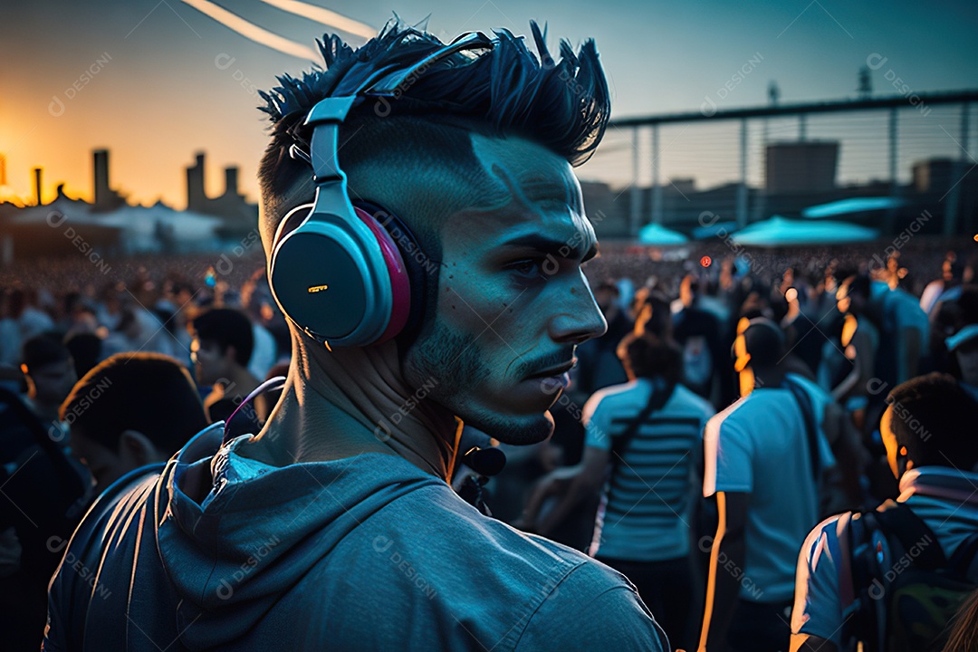 Imagem realista de pessoa Dj sobre uma festa