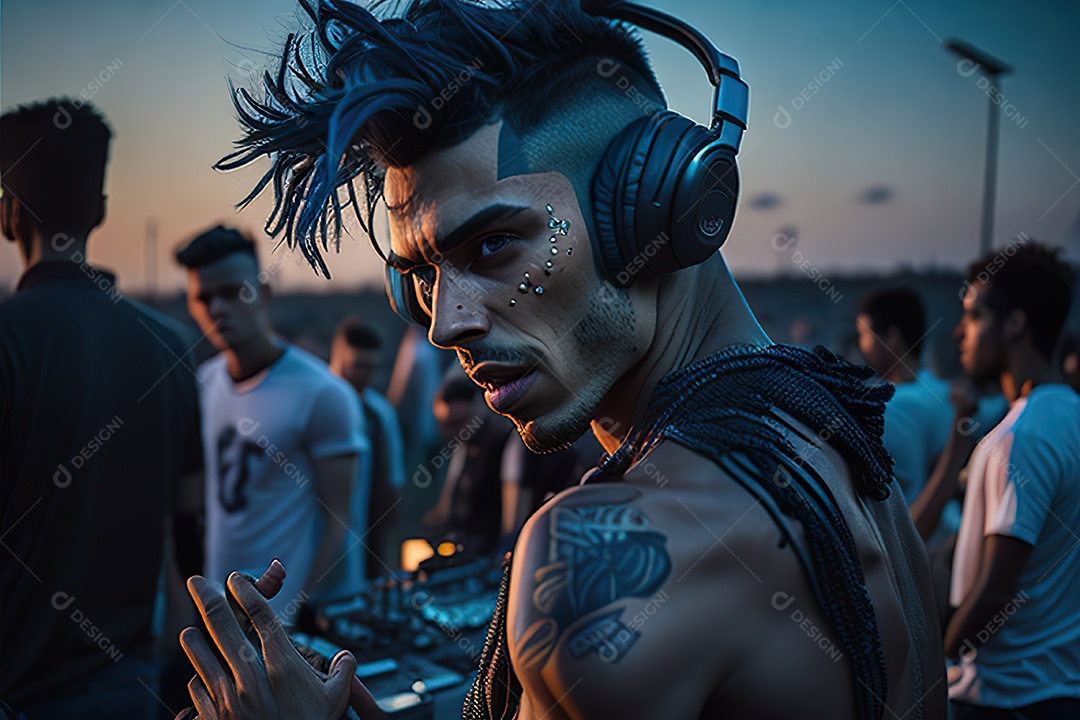 Imagem realista de pessoa Dj sobre uma festa