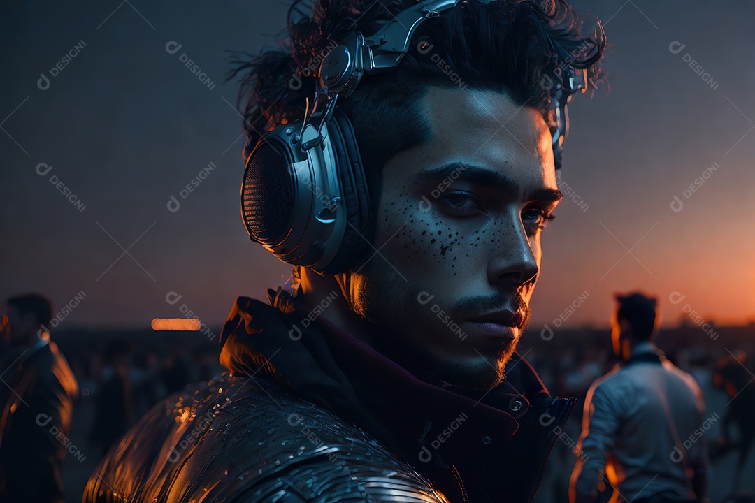 Imagem realista de pessoa Dj sobre uma festa