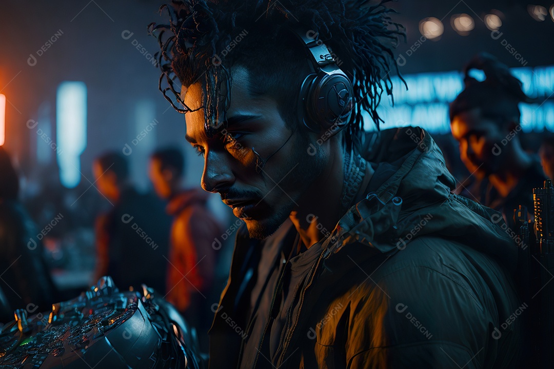 Imagem realista de pessoa Dj sobre uma festa