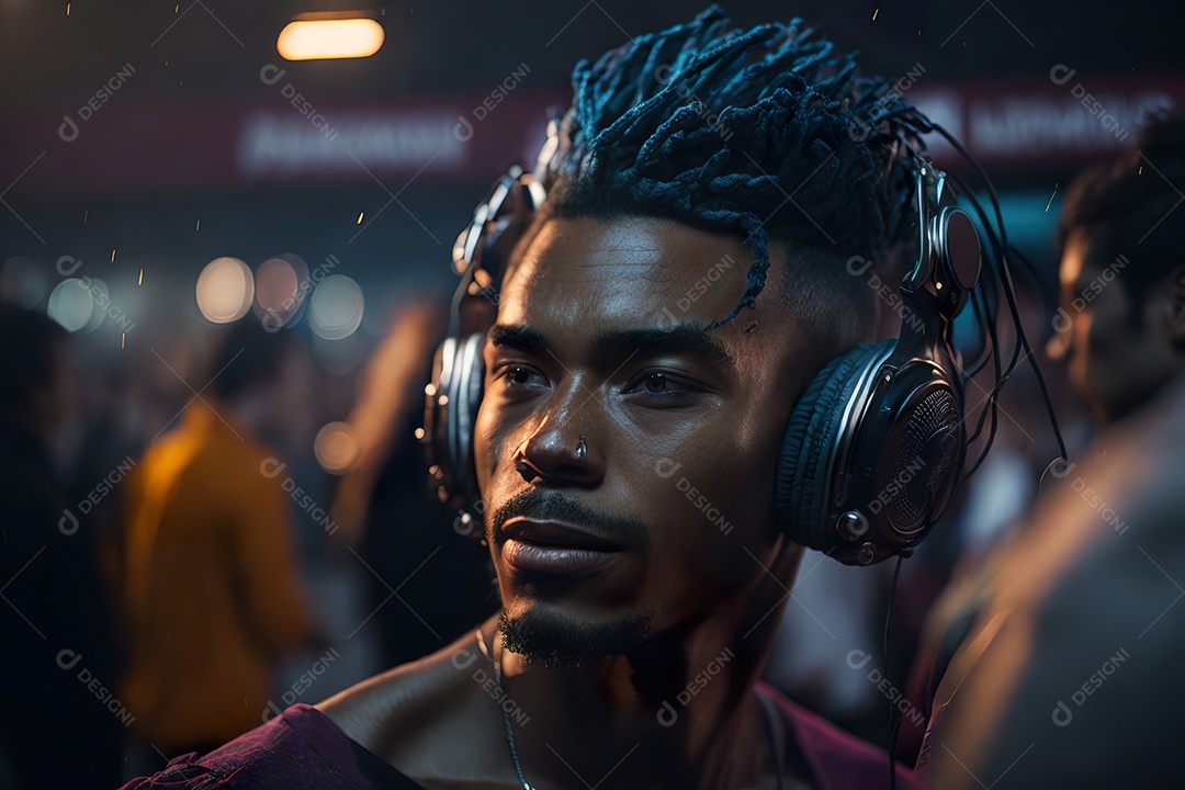 Imagem realista de pessoa Dj sobre uma festa