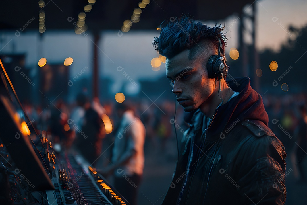 Imagem realista de pessoa Dj sobre uma festa
