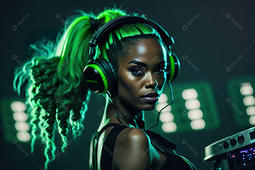 Imagem realista de pessoa Dj sobre uma festa