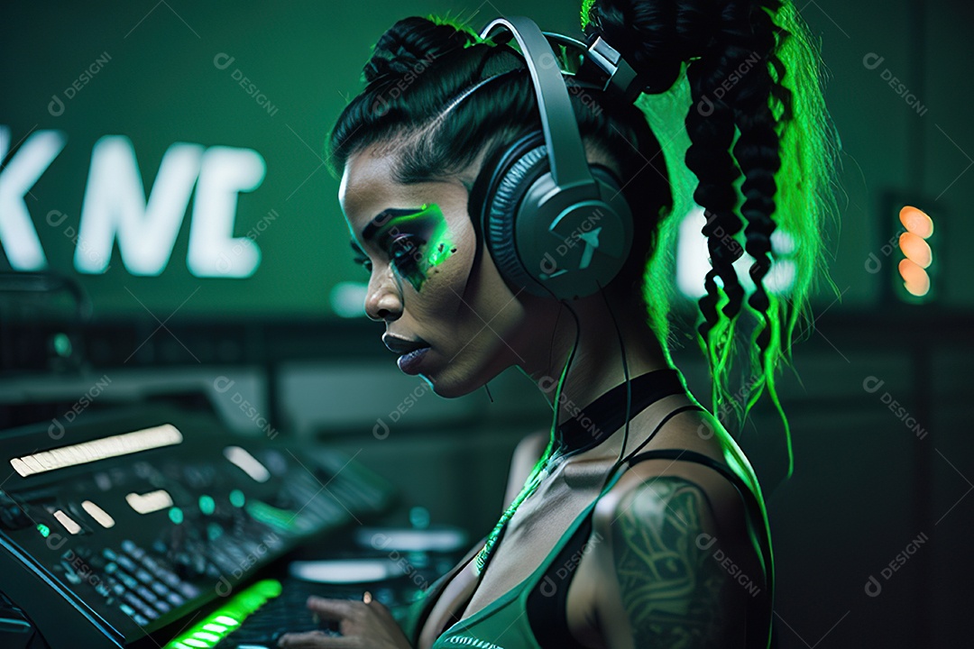 Imagem realista de pessoa Dj sobre uma festa