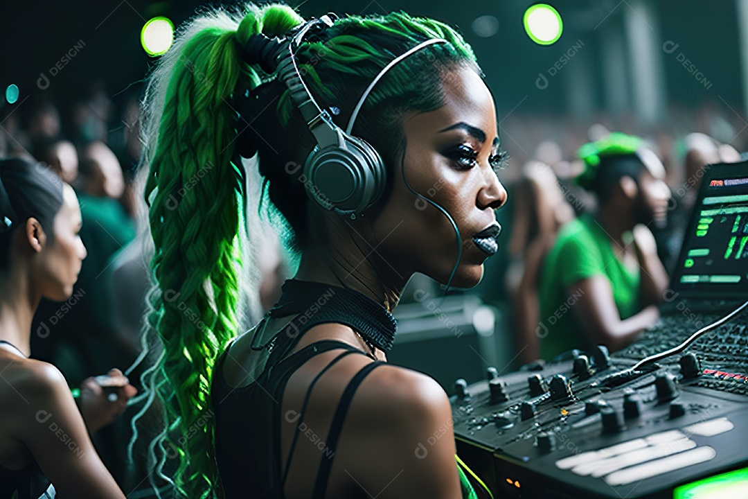 Imagem realista de pessoa Dj sobre uma festa