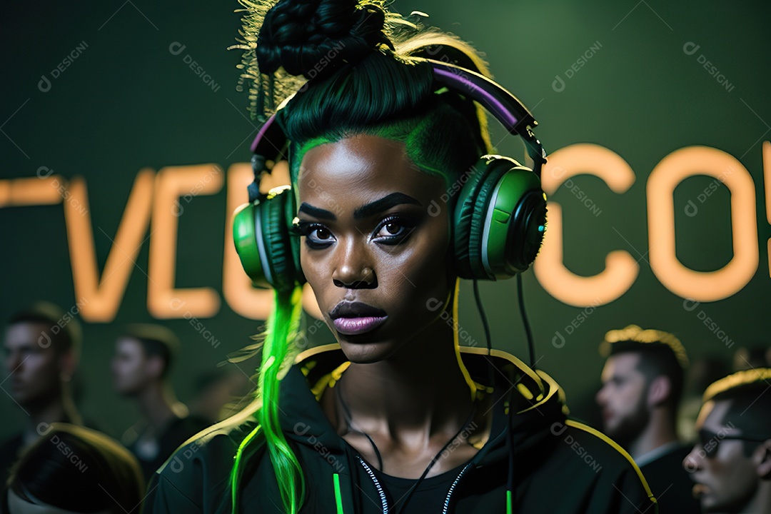 Imagem realista de pessoa Dj sobre uma festa