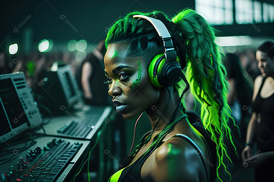 Imagem realista de pessoa Dj sobre uma festa