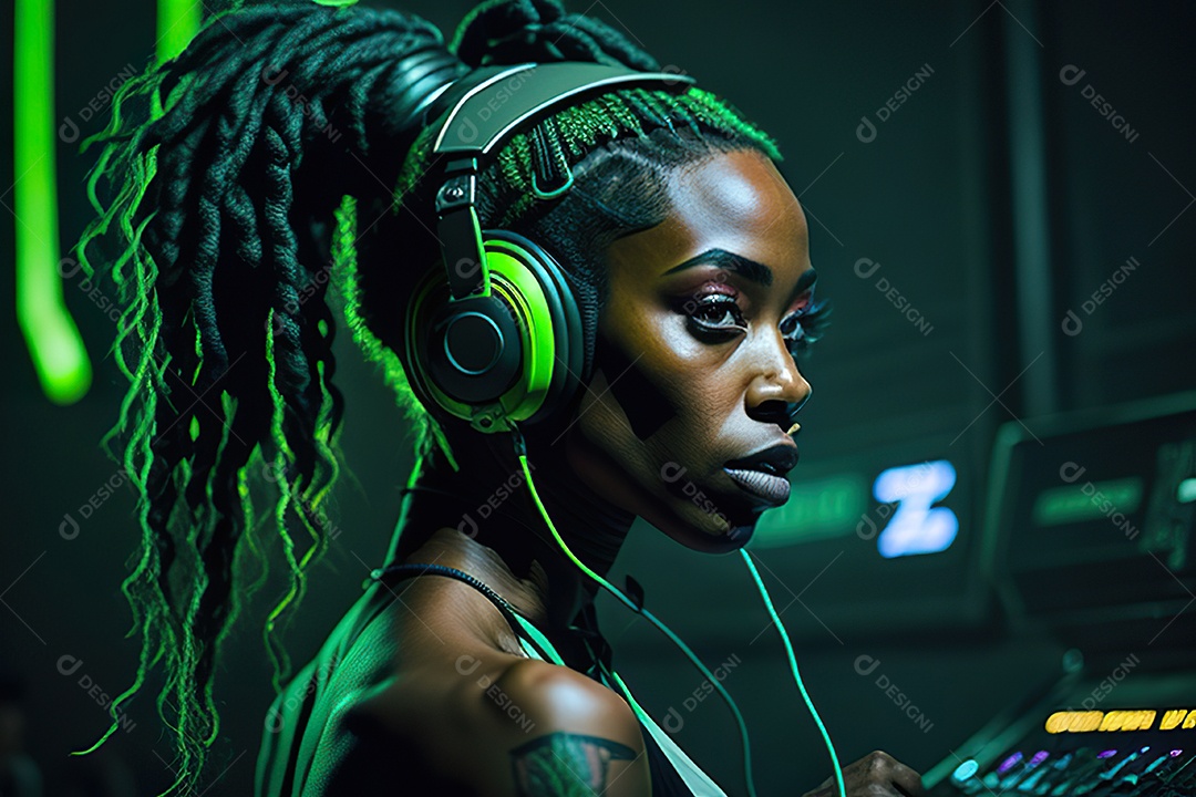 Imagem realista de pessoa Dj sobre uma festa