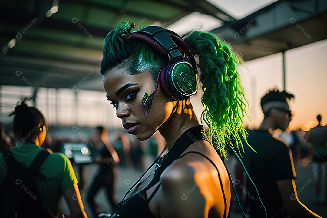 Imagem realista de pessoa Dj sobre uma festa