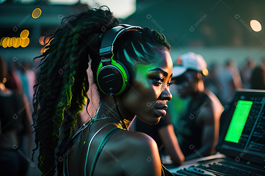 Imagem realista de pessoa Dj sobre uma festa