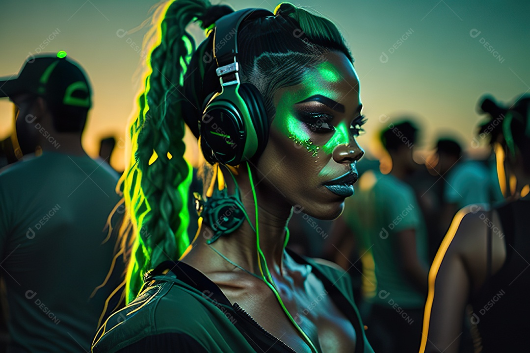 Imagem realista de pessoa Dj sobre uma festa