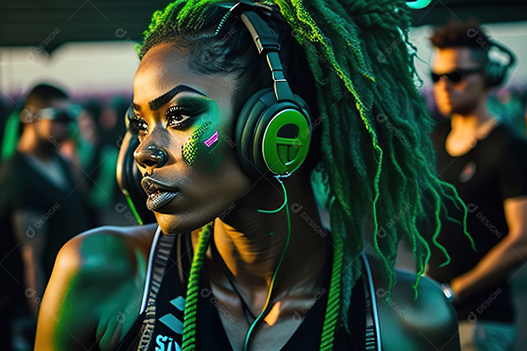 Imagem realista de pessoa Dj sobre uma festa