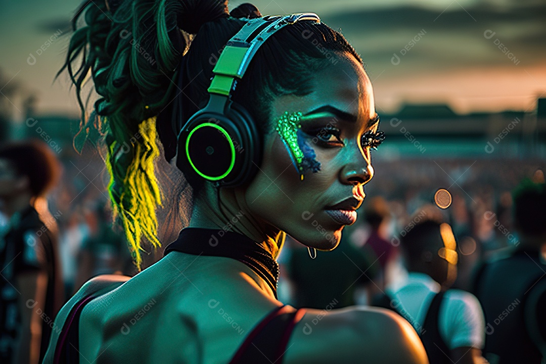 Imagem realista de pessoa Dj sobre uma festa