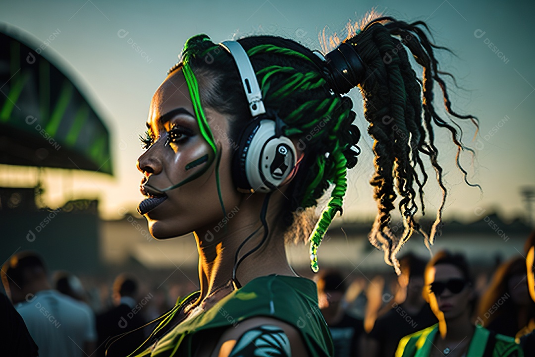 Imagem realista de pessoa Dj sobre uma festa