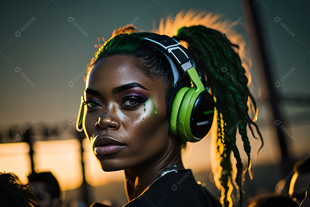 Imagem realista de pessoa Dj sobre uma festa