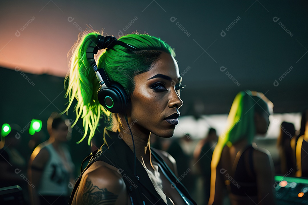 Imagem realista de pessoa Dj sobre uma festa