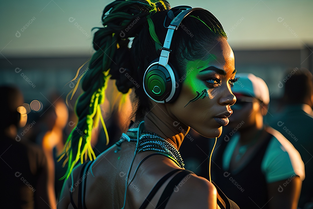 Imagem realista de pessoa Dj sobre uma festa