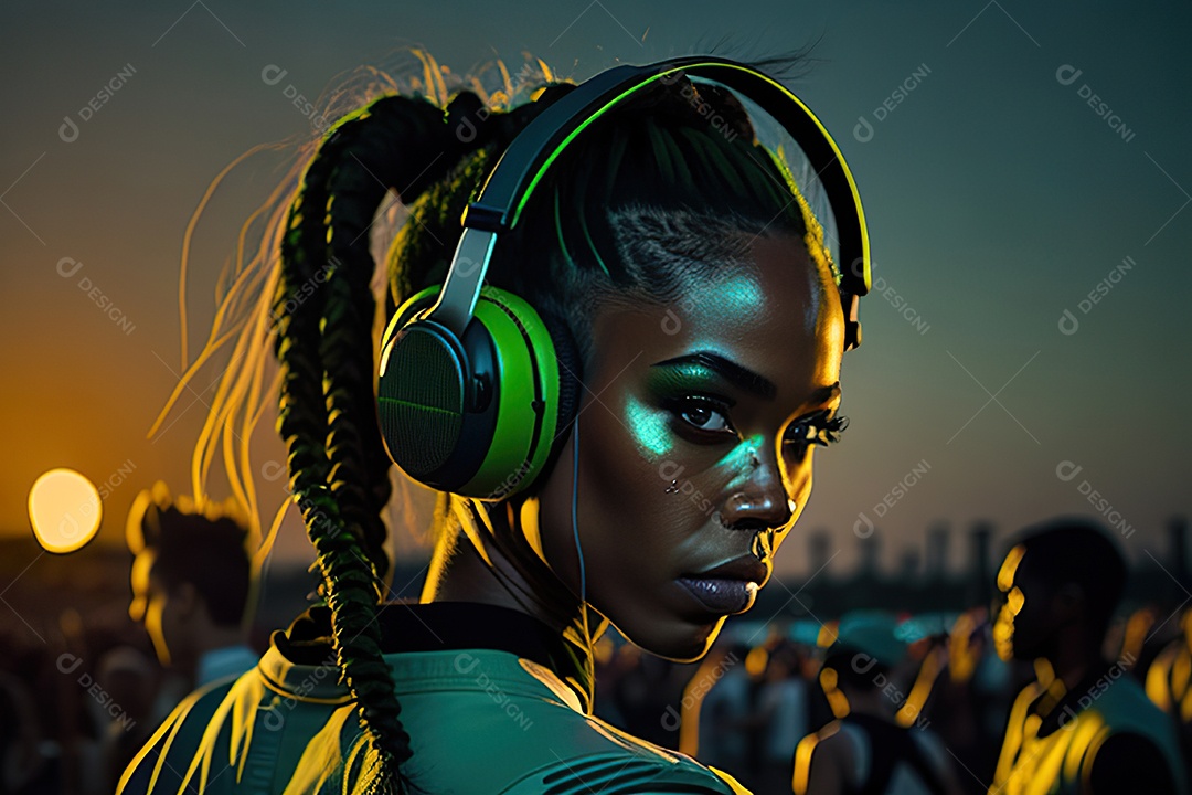 Imagem realista de pessoa Dj sobre uma festa